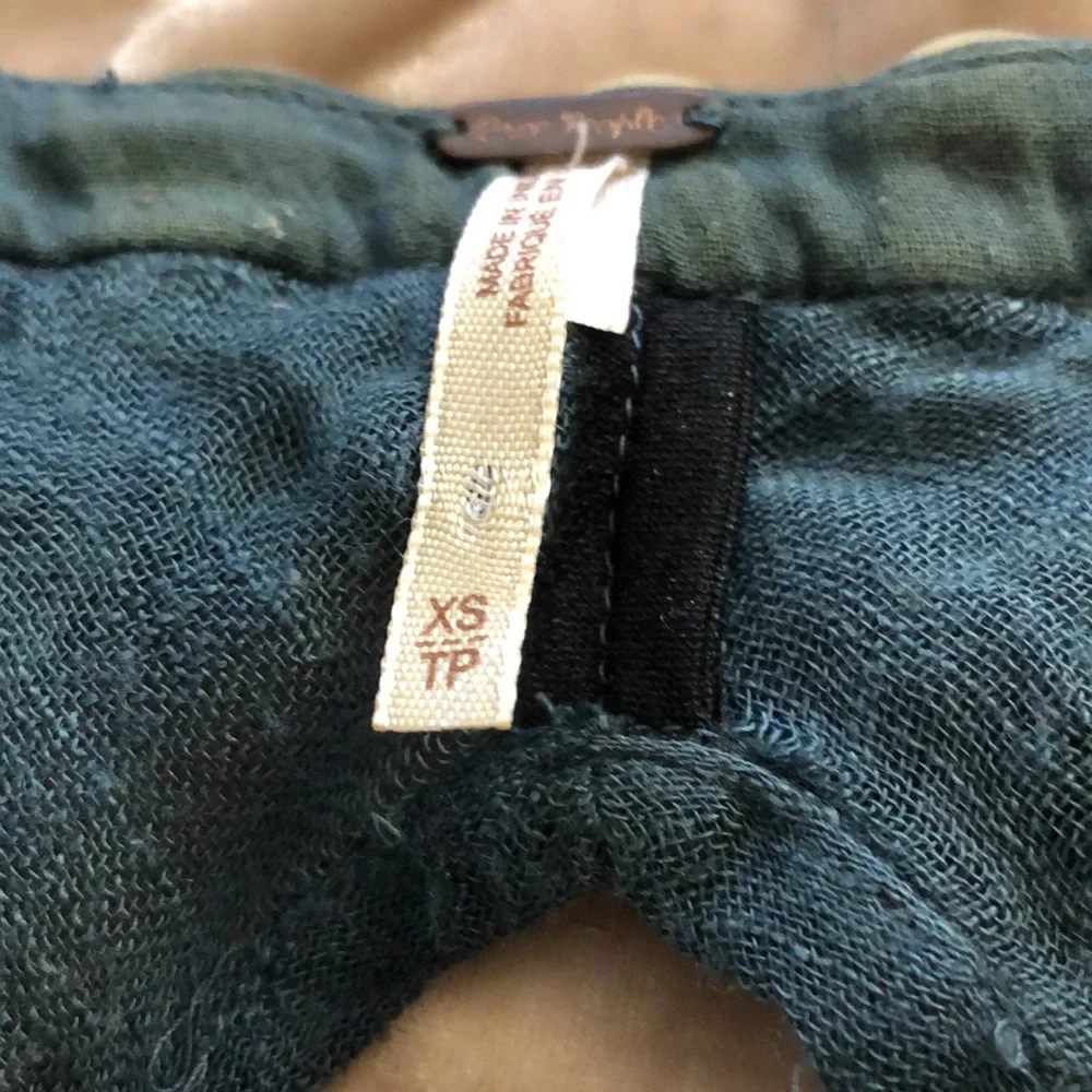 Free People Vintage Seashell Embellished Linen Tank Cami Razor Back Top Size XS - Picture 6 of 7